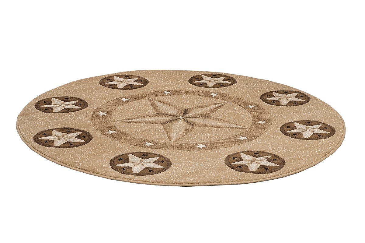 HR 4' 11" X 4' 11" ROUND TEXAS STAR CONTEMPORARY MODERN CABIN AREA RUG