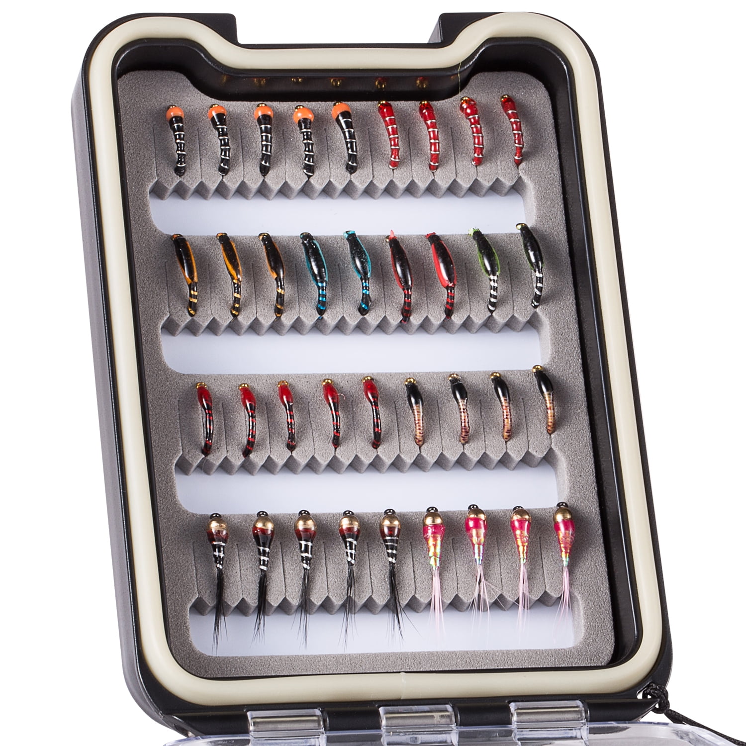Bassdash Fly Fishing Lures Kit with Box Nymph Beadhead Wet Fishing Dry Flies for Trout Bass Salmon