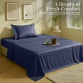 thumbnail image 3 of Lux Decor 100% Organic Viscose from Bamboo Sheets Set Twin XL - 3 Piece Ultra-Soft Luxury Cooling Bed Sheets, 16" Deep Pocket, Breathable & Hypoallergenic - Navy Blue, 3 of 10