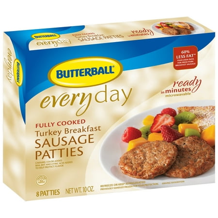 Butterball Fully Cooked Turkey Breakfast 10 Oz Sausage Patties 8 Ct Box - Walmart.com