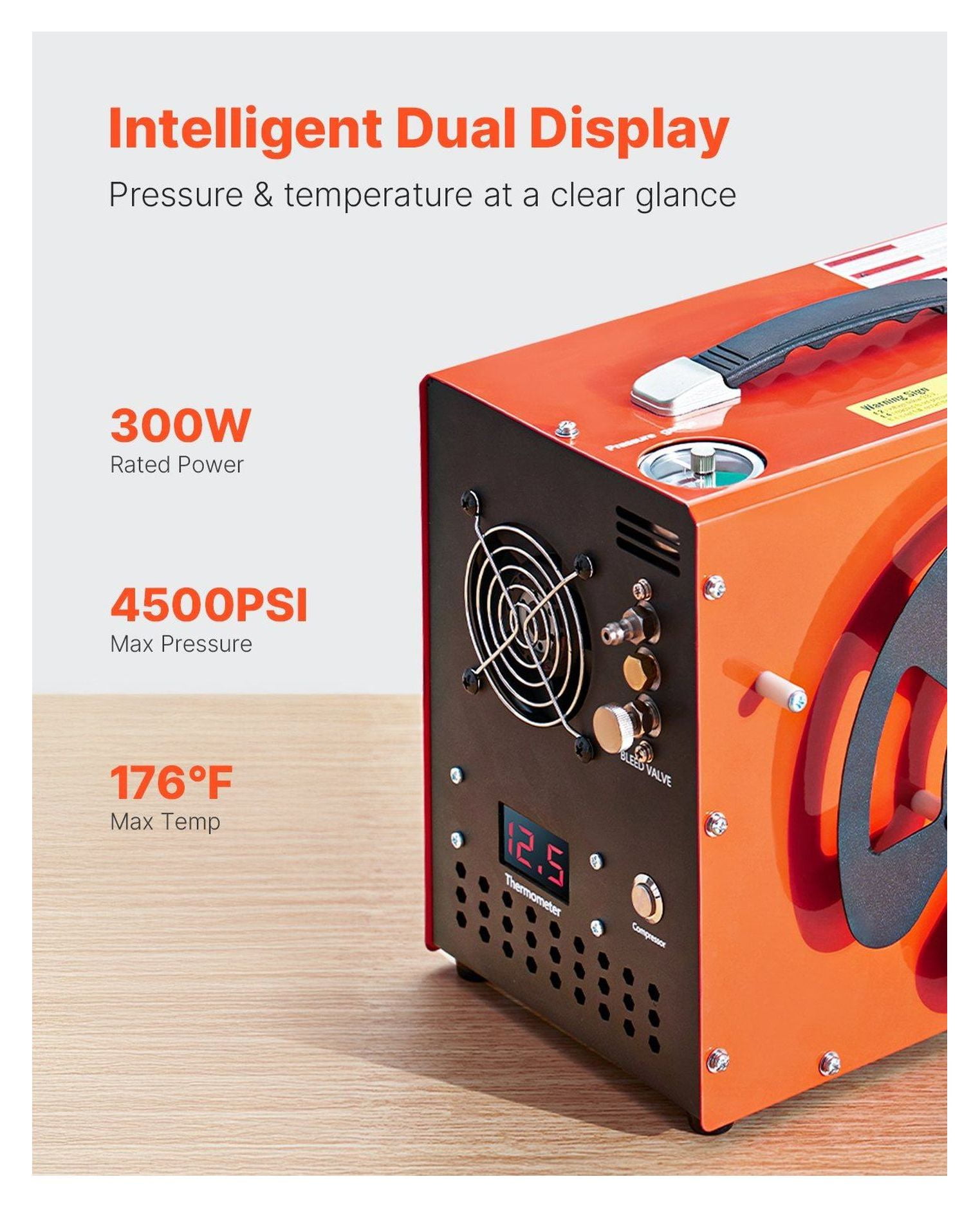 PCP Air Compressor 4500PSI, Auto-Stop Airgun Compressor with Built-in Converter, 12V/120V, Rapid Inflate for Paintball, PCP Air Rifles, Scuba