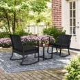 thumbnail image 4 of Greesum Ensemble de Meubles d'Extérieur 3 Pcs Patio Bistro Chaises à Bascule avec Table Basse en Verre pour Piscine Plage Balcon Porche Terrasse Jardin, Noir Foncé, 4 of 4