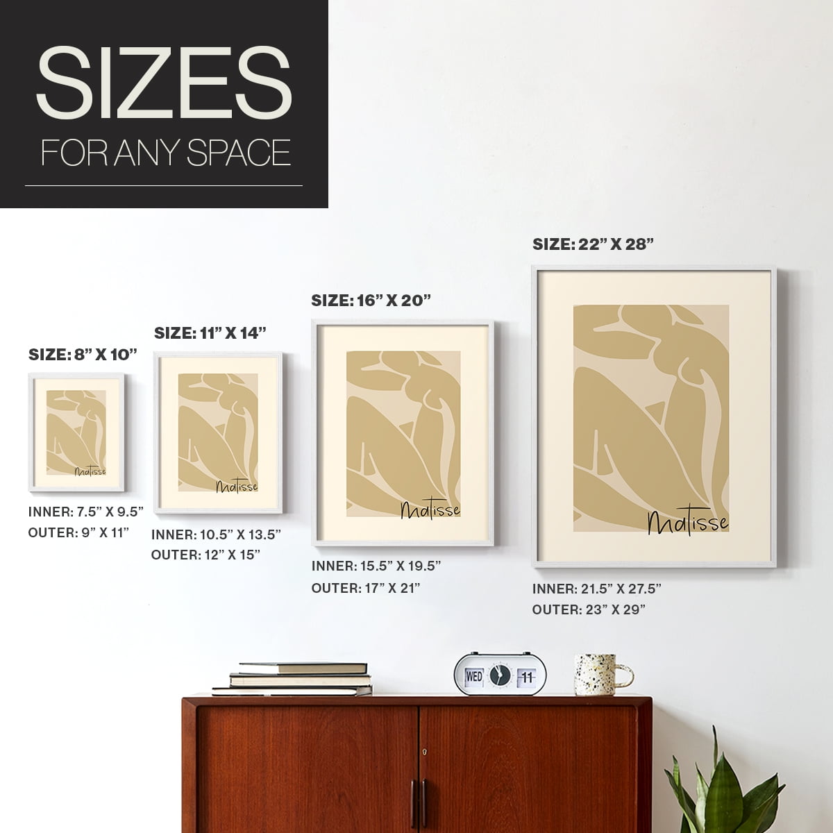 Matisse CCCV in White Solid Wood 16 x 20 Framed Print
