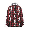 thumbnail image 3 of Bigfoot and Plaid Red Pattern Backpack for School, Cute School Bag with Adjustable Shoulder Straps and Padded Back, 15.3"x11"x7.1", 3 of 5
