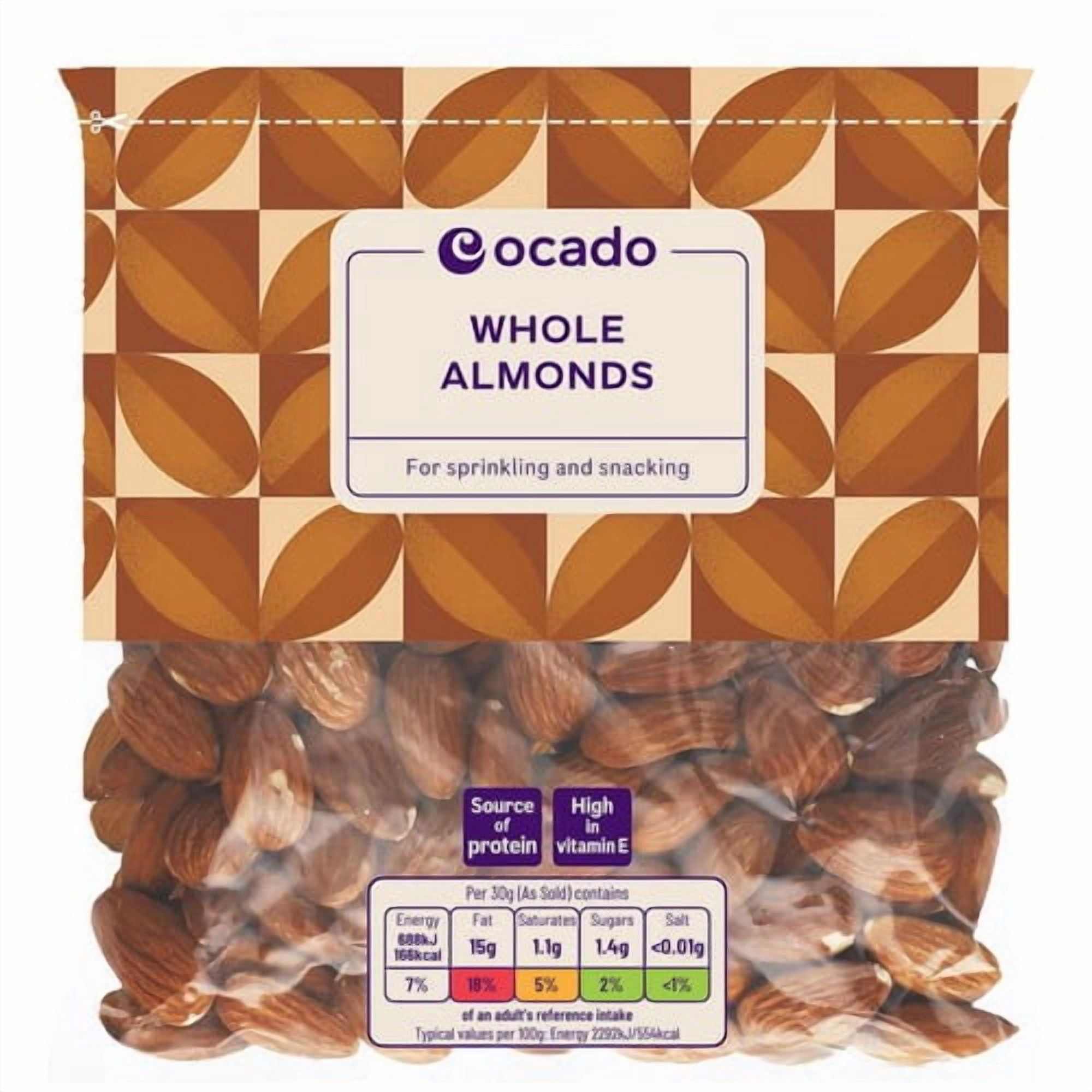 Ocado Whole Almonds 200g, British Import (Pack of 3)
