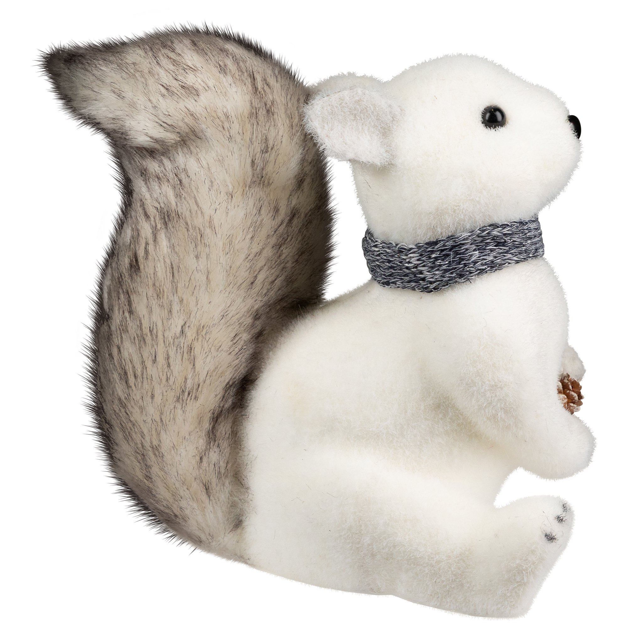 Northlight Snow Squirrel with Pinecone and Scarf Christmas Figure - 8.25" - White and Black