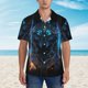 thumbnail image 2 of Balery Cool Blue Light Wolf Camisas hawaianas de manga corta para hombre, camisas playeras de corte holgado, camisas de vacaciones con botones,Small, 2 of 7