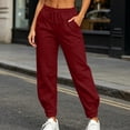 thumbnail image 5 of Gamivast Women's High Waisted Jogger Sweatpants Casual Cuffed Track Pants with Pockets Drawstring Elastic Waist Athletic Workout Lounge Trousers for Running Gym Wine XXL, 5 of 8