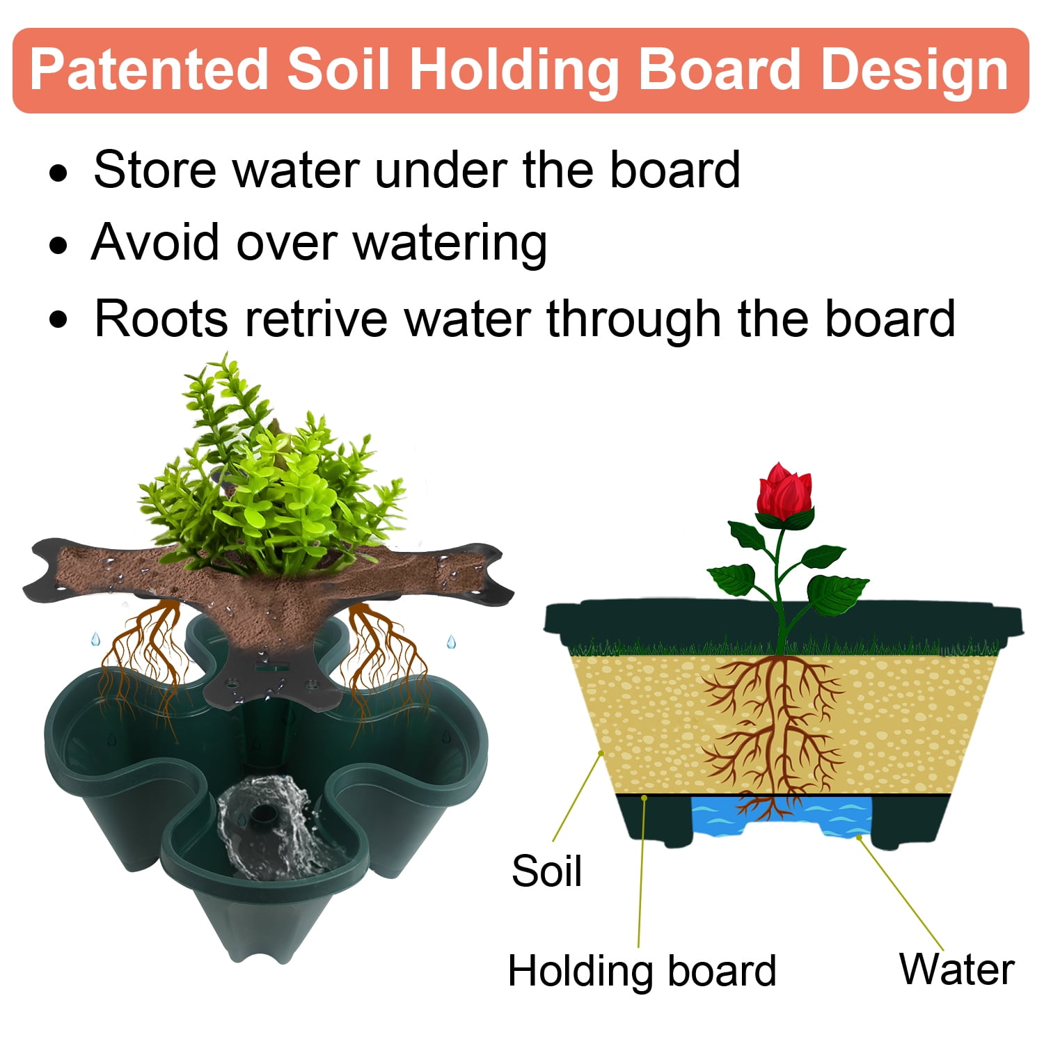 5 Tier Stackable Vertical Planter with Rolling Plant for Growing Strawberries, Herbs, Vegetables, Flowers, Indoor/Outdoor Porch Decor