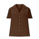 thumbnail image 5 of Camisa de manga corta con cuello en V y botones para mujer, top informal con estampado liso, mezcla de poliéster y elastano, largo regular para uso diario, sopatenor, 5 of 8