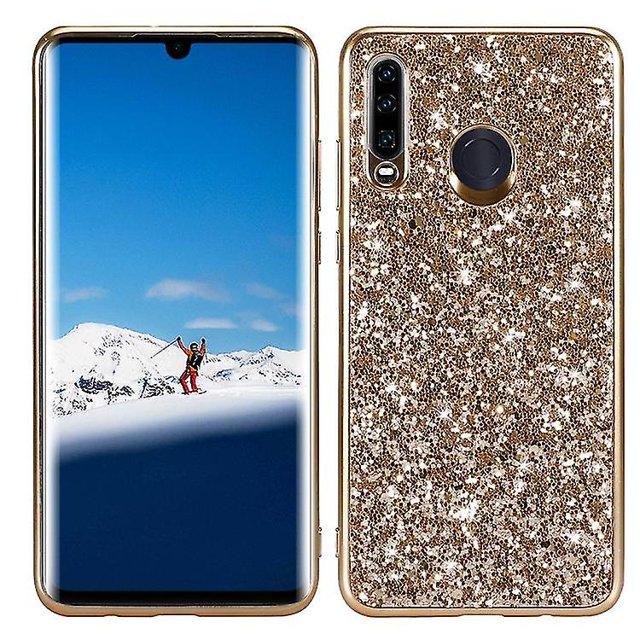 Funda de TPU antigolpes con purpurina en polvo para Huawei P30 Lite/Nova 4e (negra)