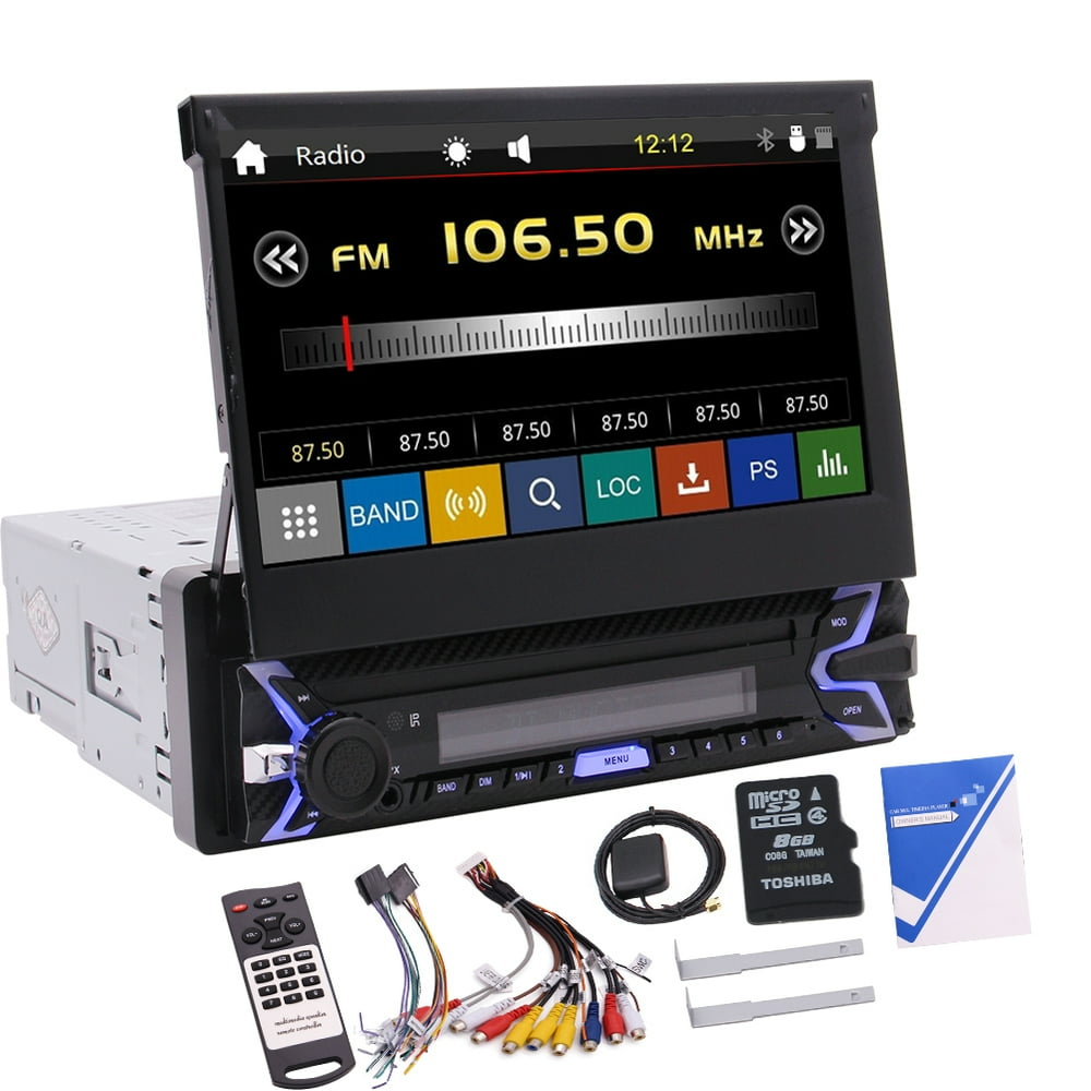 7 Inch Detachable Face Panel Single Din Car Stereo with Bluetooth No