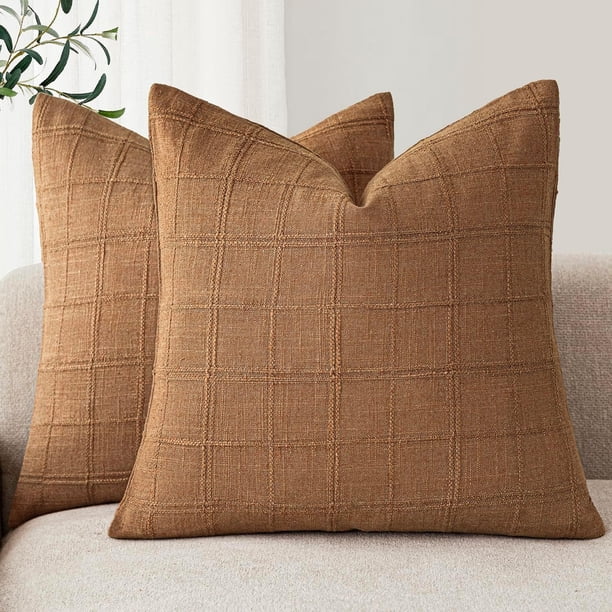 Xiao Hua Cojín decorativo, 1 unidad, marrón, pequeño, 40x40 cm, funda de chenilla con relleno de algodón PP - Cojines para sofá de salón, elegante elemento decorativo para sofá