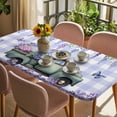 thumbnail image 3 of Purple Flowers Table Cloths for 4 Foot Rectangle Tables, Weeping Spring Floral Truck Butterfly Checkered Patio Waterproof Elastic Fitted Tablecloths, Washable Rectangular Table Cover for Camping, 3 of 8