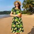 thumbnail image 4 of Fotbe Fresh Avocado Pattern Dress Casual Womens Fashion Short Sleeve Maxi Dress T Shirt Dress Striped Long Color Block Maxi Dress, 4 of 6