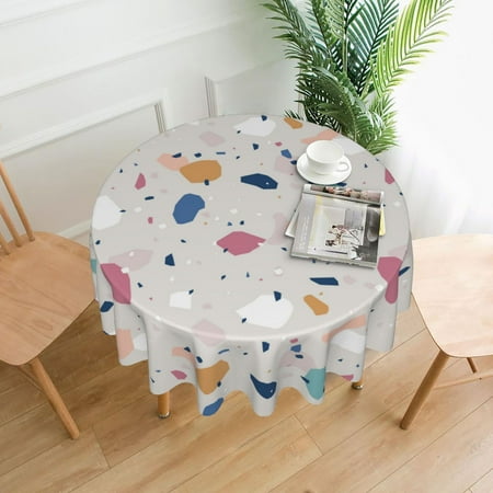 

XMXT Waterproof Table Cloth Abstract Colorful Terrazzo Print Polyester Round Tablecloth for Dining Party Decor 60 inches