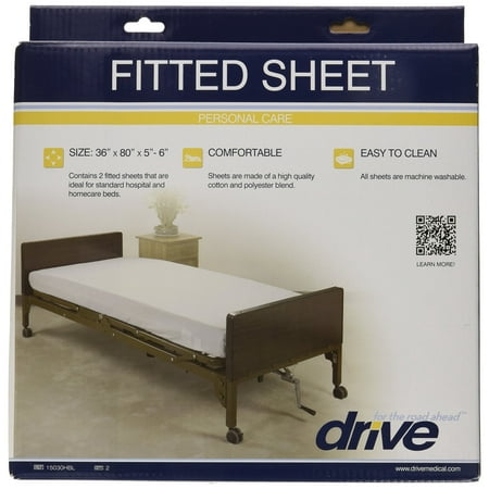 Drive Medical 15030hbl Hospital Bed Fitted Sheets White 36 X 80