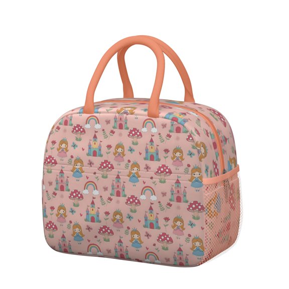 Womens Princess Mushroom Castle Pattern Lunch Box for Work,Insulated Lunch Bag for Women,Loncheras Para Mujer,Leakproof Adult Lunch Bag for Work,Beach,Travel,Picnic,Camping
