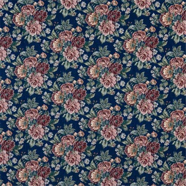 Designer Fabrics F647 54 Po. Large Marine, Rouge, Vert et Orange, Tissu d'Ameublement Floral