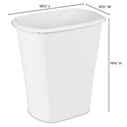 Sterilite Large Kitchen Trash Can, 10 Gallon Plastic Garbage Bin with No Lid, White
