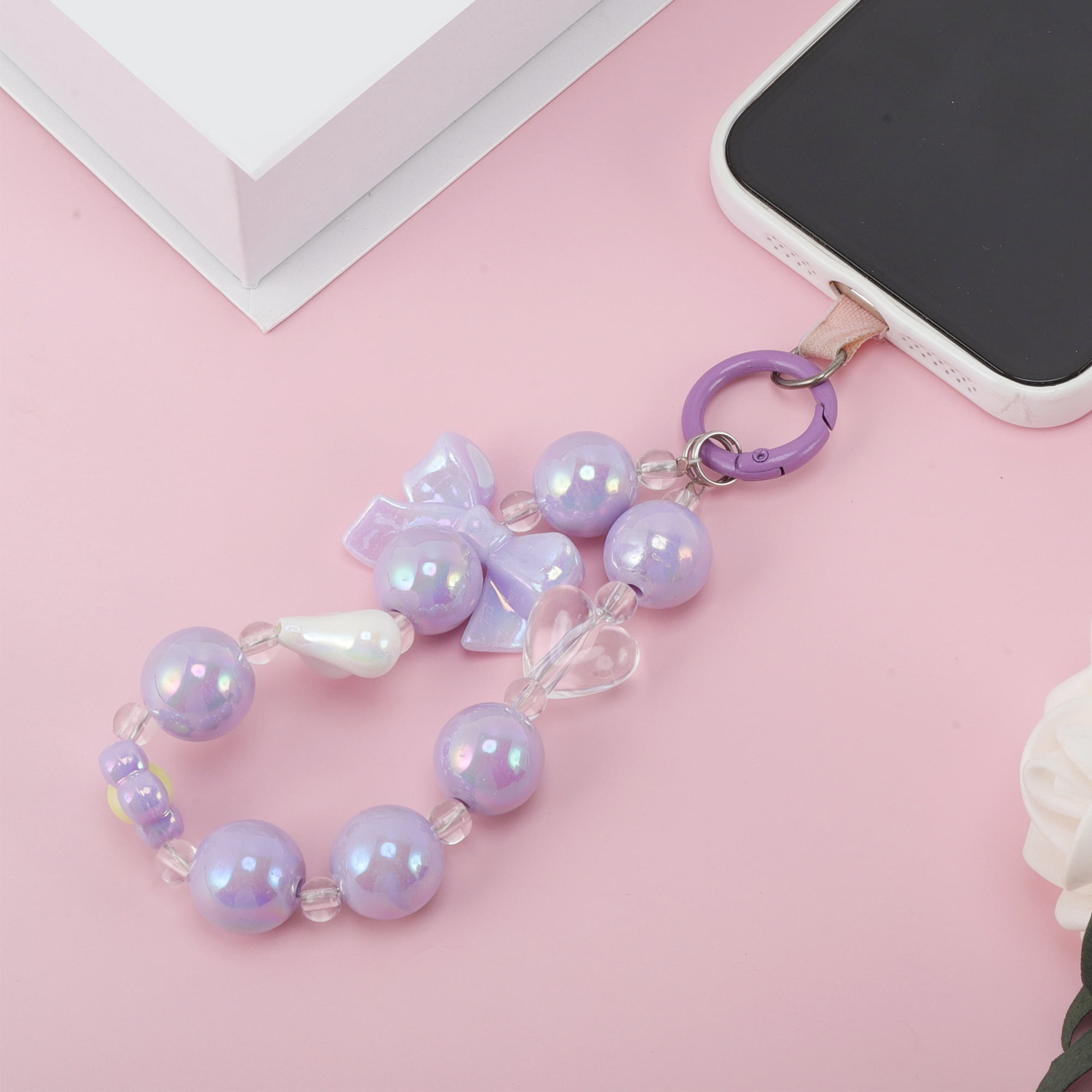 Unique Bargains Heart-Shaped Bow Phone Charm 1 Piece Purple