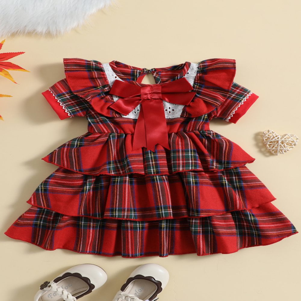CNKOO Robe de Noël Rouge pour Bébé Fille 6M-4Y Robe de Fête à