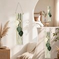 thumbnail image 3 of Macrame Wall Hanging 26.77x7.87 Inch Handwoven Cotton Rope Leaf Tapestry with Wooden Bead Fringe for Bedroom Headboard Living Room Boho Wall Decor, 3 of 6