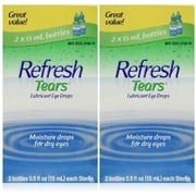 Refresh Tears Lubricant Eye Drops, 0.5 Fl Oz (4 Count) 2X Twin Pack