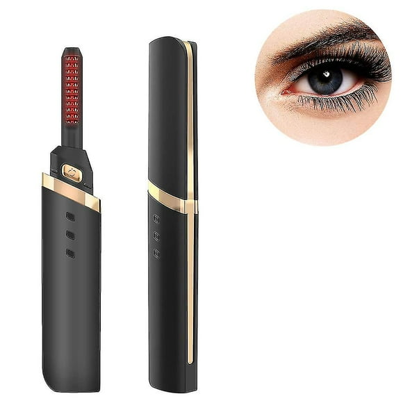 Heated Eyelash Curler - Rechargeable Usb Electric Eyelash Curler With Eyelash Brush, Quick Natural Curling 1pcs-black