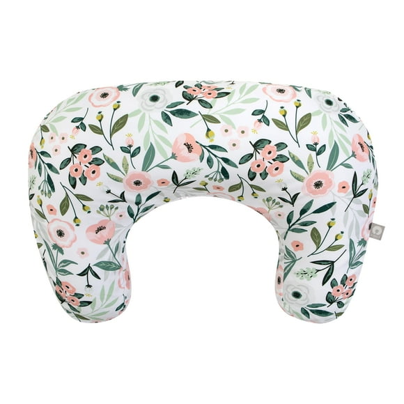 Cojín de lactancia ergonómico Boppy con biberón y lactancia rosa