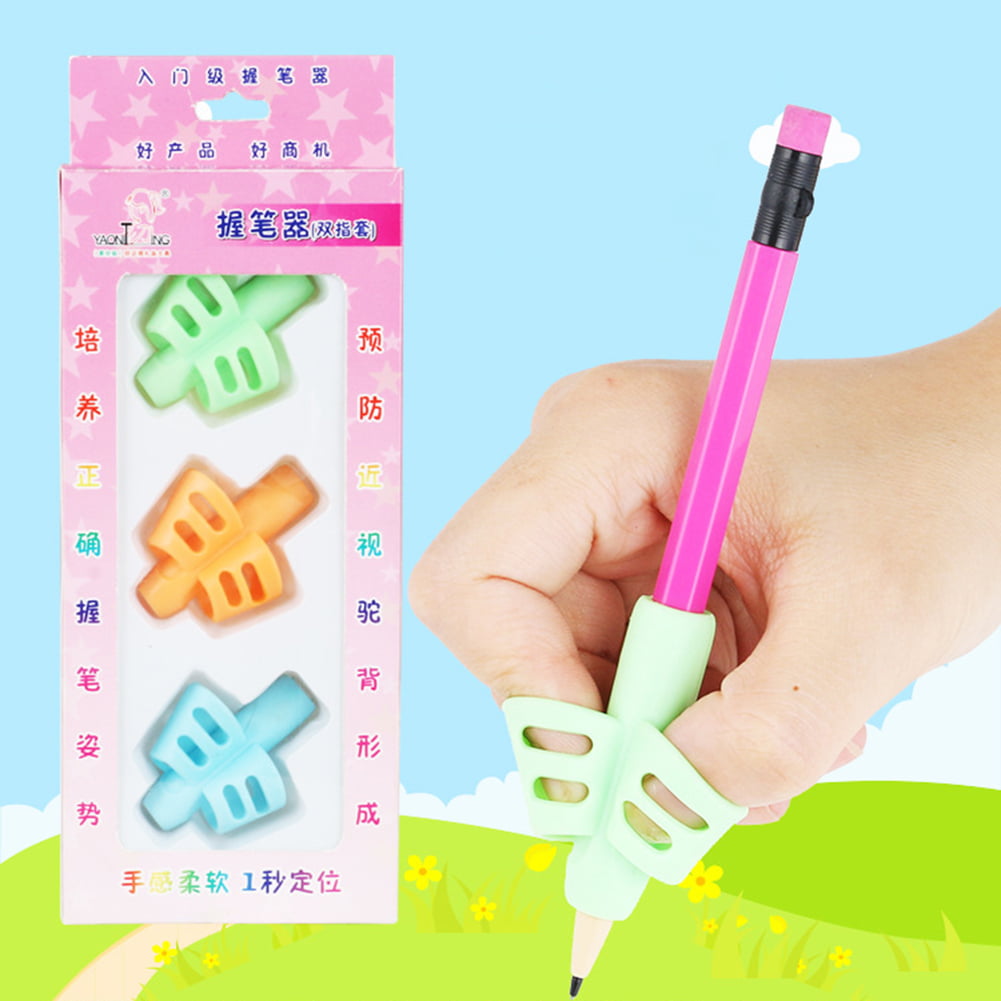 Details about   3Pcs Pen Pencil Grip Corrector Soft Silicone Kids Home Writing Learning Aid Tool 