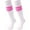 Hot Pink Stripe+white, variant on (Price/2 pairs)TOPTIE 2 Pack Classic Triple Stripes Tube Socks, Football Soccer Knee High Socks for Sports and Daily Use-White Stripe+Black