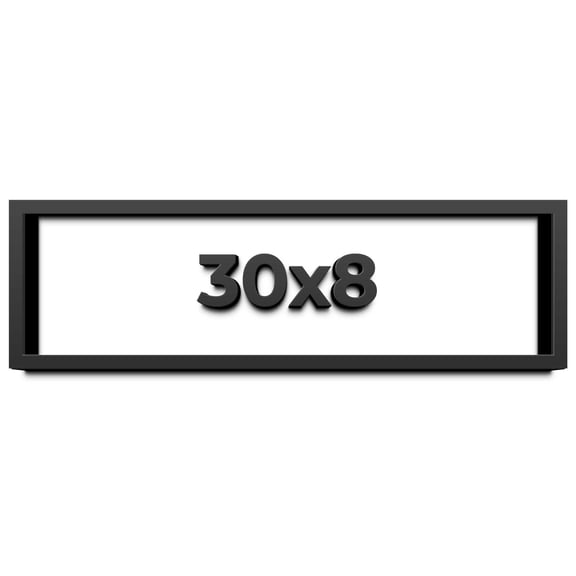 30x8 Shadow Box Frame Black | 1 inches Deep Real Wood Contemporary Shadowbox Display Frame | UV