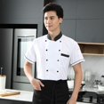 thumbnail image 1 of Unisex Chef Coat Jacket Catering Kitchen Chef Work Clothes Restaurant Short Sleeve Chef Wear L White, 1 of 8