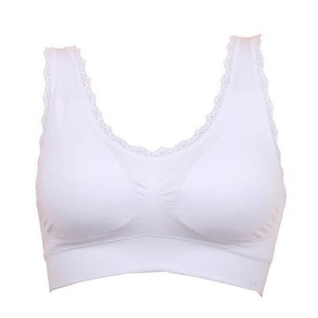 

Women Sports Summer Bra Padded Bra Lace Crop Top Stretch Fitness Gym Yoga Outdoor Athletic Vest White S