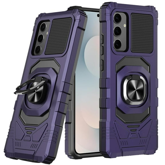 For Samsung s25 FE Robotic Hybrid with Magnetic Ring Stand Case Cover - Dark Purple