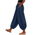 thumbnail image 5 of VBVC Women's Cotton Linen Harem Joggers Pants , Baggy Drawstring Boho Trousers For Women , Ladies' Summer Beach Pants with Pockets, S-2XL, 5 of 6