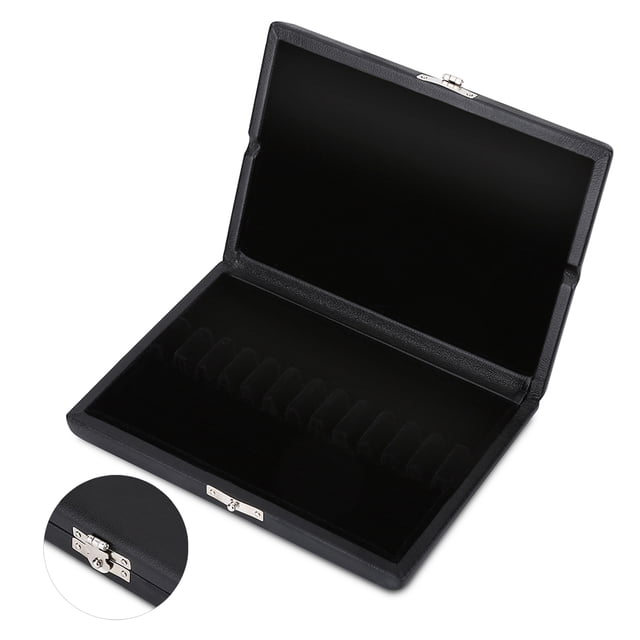 Wooden Oboe Reeds Case, PU Leather Cover Storage Box Holds 10/12/20 Reeds, Protective Holder for Oboe Accessories