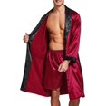 thumbnail image 2 of Mens Satin Robe Lightweight Silk Long Sleeve Bathrobe with Shorts Set Spa Kimono Sleepwear, 2 of 5