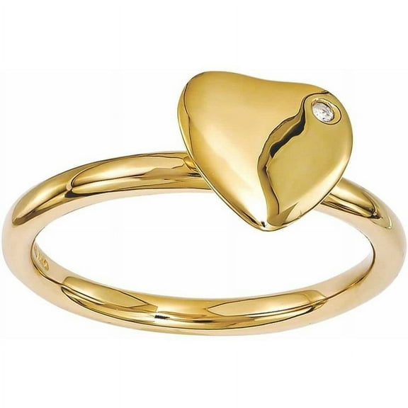 Sterling Silver Gold-plated Heart Diamond Ring