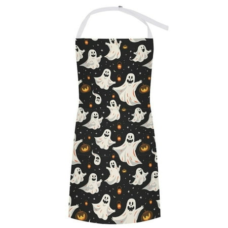 

ZZZHY Ghosts Glowing Halloween Pumpkins-2 Apron with Pockets Adjustable Aprons for Men/Women Waterproof Chef Aprons for Kitchen Gardening Cooking BBQ Baking Halloween Thanksgiving Christmas