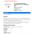 thumbnail image 2 of Front Right Window Regulator - Compatible with 2000 - 2006 Mazda MPV 2001 2002 2003 2004 2005, 2 of 2