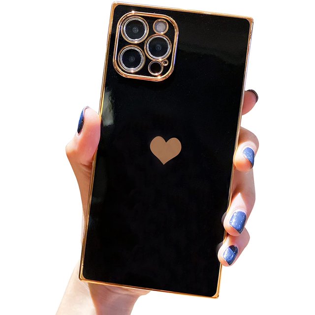 Compatible con iPhone 13 Pro Max Case Square Cute Luxury Lente de cámara completa Adepaton CZDZ-HY227-3