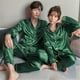 thumbnail image 5 of Conjuntos de pijama Prolriy para mujer, pijamas casuales de 2 piezas para hombre, blusa de manga larga con botones, satén de seda, ropa de dormir de dos piezas, traje, pantalón, conjuntos de pijama, 5 of 5