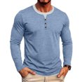 thumbnail image 2 of JTSRKL Mens Stylish Fake Two Piece Tops Crew Neck Button Placket Business Casual Long Sleeve Pullover Breathable Soft Textured Shirts, 2 of 8