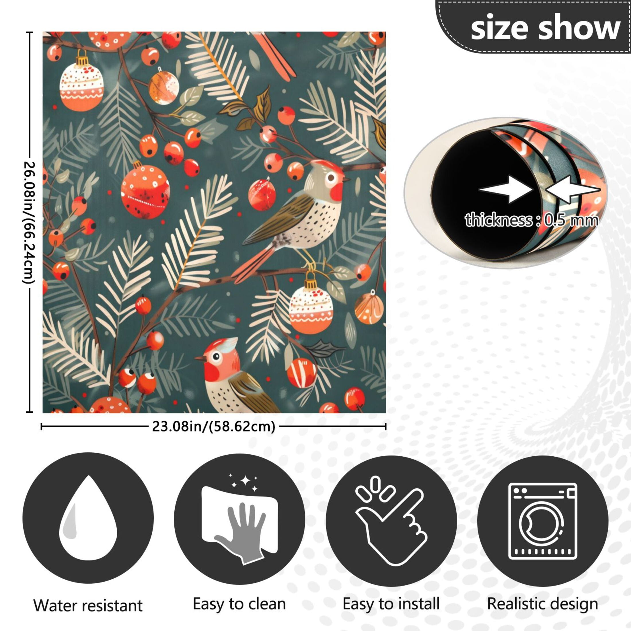 Dishwasher Magnetic Sticker 23x26 Inch Refrigerator Magnetic Sticker Washing Machine Magnetic Sticker Kitchen Panel Magnetic Sticker Home Decor Christmas Bird