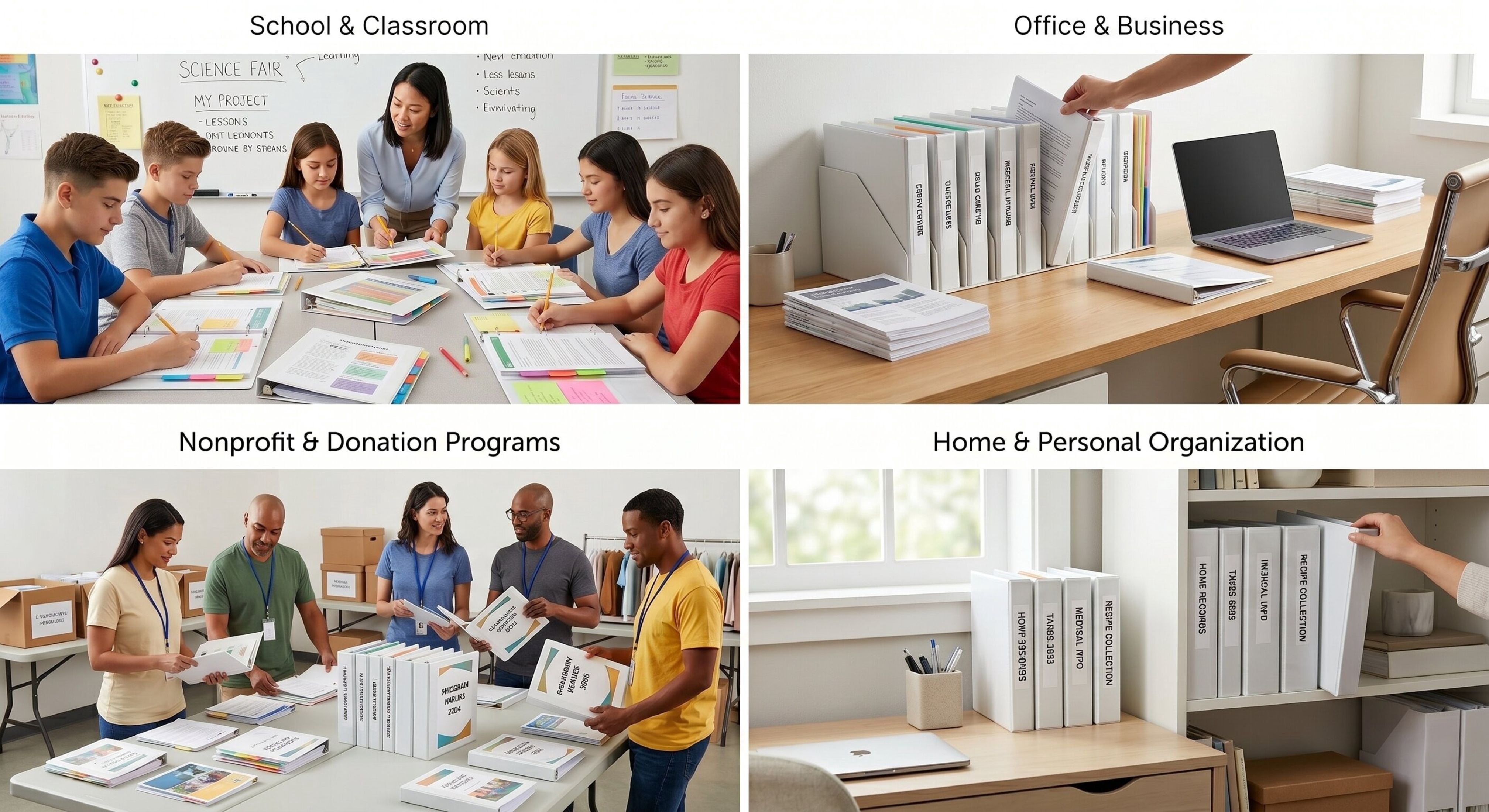 50 Pack of Bulk Wholesale 1 Inch 3 Ring Hardcover Binders with Clear Transparent Covers for Picture and Note Display for Office Employees in Black