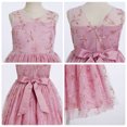 thumbnail image 5 of IBTOM CASTLE Flower Girls Dress for Wedding Round Neck Sleeveless Floral Embroidered Ruffle Tulle Dress Birthday Party Princess Pageant Gown with Bowknot 3-4 Years Pink, 5 of 7