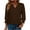 Coffee, variant on Women Summer V Neck Shirts Casual Pleated 3/4 Sleeve Solid Color Blouses Loose Fit Stretch Tops