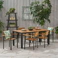 thumbnail image 2 of Veromca Outdoor 6 Seater Wood and Iron Dining Set, Teak and Black, 2 of 20